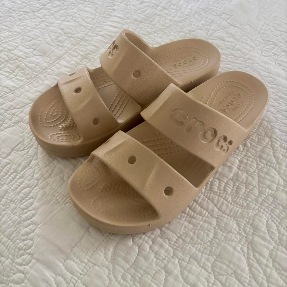 CROCS Tan Slide Sandals